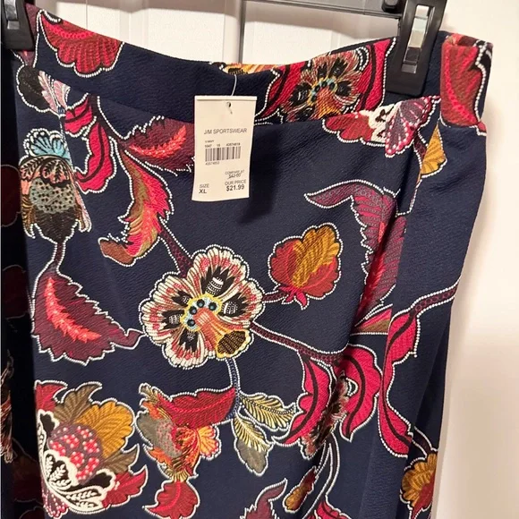 Cato Navy Maxi Skirt with Red and Gold Floral Print - Picture 7 of 7